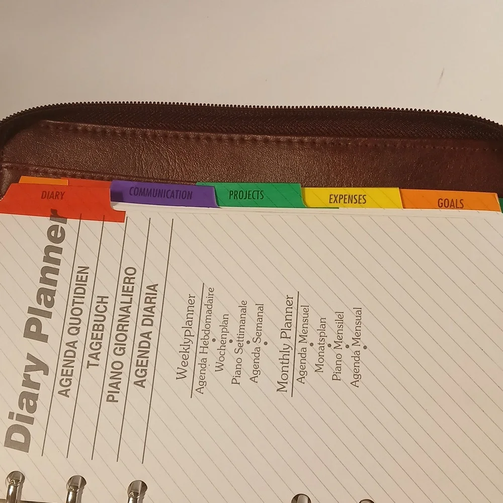 Vintage Phillippe Amiel Dark Red Double Zip Calender Address Organizer Planner